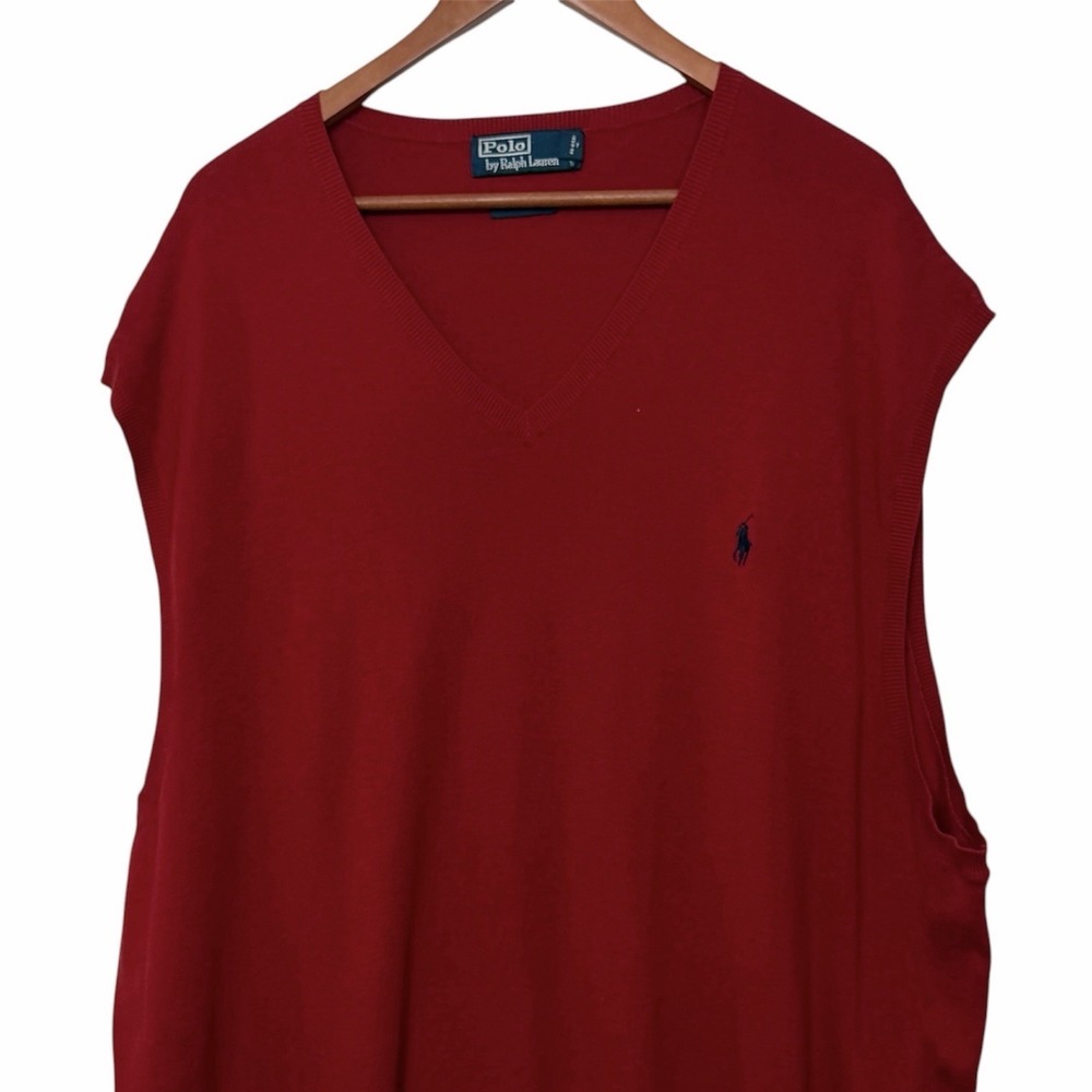 Polo Ralph Lauren Sweater Vest Mens 4XB Red V-Neck Pima Cotton Pony Logo Classic